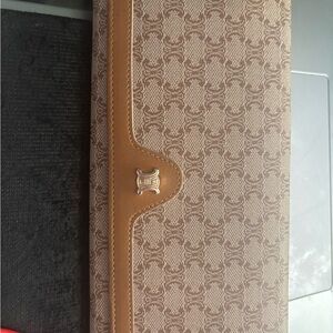 Celine Monogram Clutch in Brown and Tan